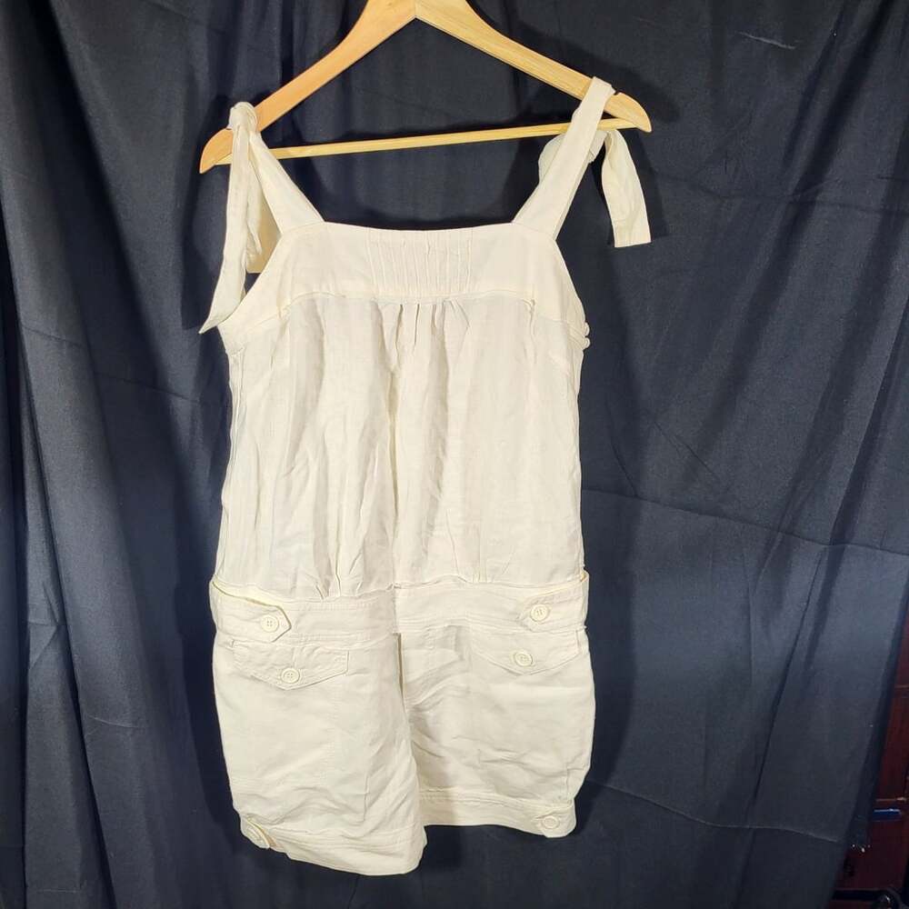 B.B. Dakota Romper Size Medium Off White Linen Cotton Utility Play